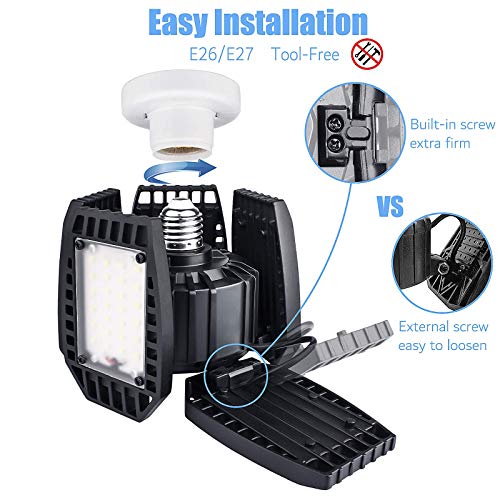 LED Garage Light, Truly 100W LED Garage Lights with 5 Ajustable Panels, 10000LM Deformable Garage LED Light, LED Shop Light for Garage Barn and Shop