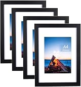 Scholar Tree A4 Frame 4 Pack Black Wooden Frame with Mount and Easel