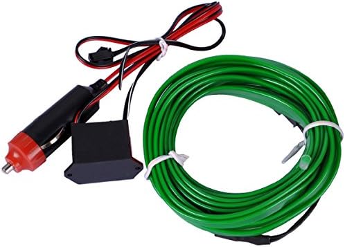 EL Wire, AutoEC 16 Feet 5M Sewing Edge Flexible Neon Light Glow EL Wire Rope Tape Cable Strip LED Neon Lights for Parties Decoration (Green)