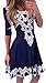 Makkrom Women's Sexy Lace High Waist Half Sleeve Flare Short Dresses