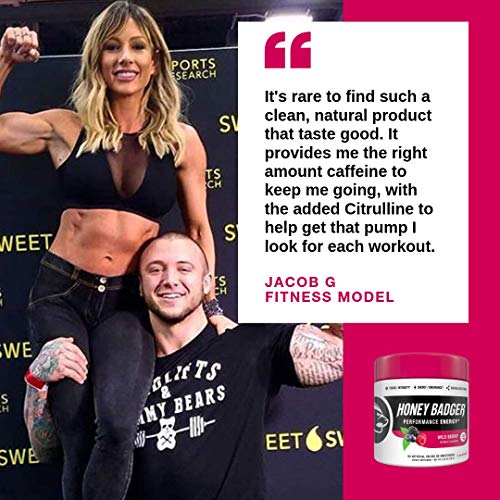 image for Honey Badger Vegan Keto Pre Workout | Wild Berry | Natural Paleo Sugar