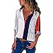 Blouses For Womens，Clearance Sale！！Farjing Womens Casual Long Sleeve Color Block Stripe Button T Shirts Tops Blouse（XL，Multicolor )