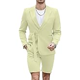 Shorts Suits for Men 2 Piece Slim Fit Summer Suit Outfit Two Buttons Peak Lapel Casual Prom Suit Beach Wedding Tuxedo