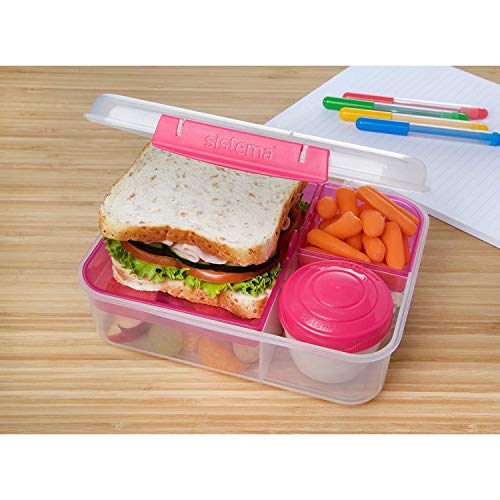 Sistema Bento Lunch Box to Go with Fruit/Yogurt Pot, 1.65 L Clear