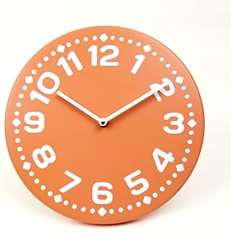 Silent wood wall clock with large numbers (Coral)