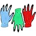 Vremi Heavy Duty Gardening Gloves for Men and Women - 3 Pack Medium Size Bamboo Nitrile Coated Indoor and Outdoor Garden Gloves for Vegetable Roses or Flower Gardens - Blue Green and Red