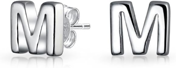 Personalized ABC Minimalist Geometric Capital Block Alphabet Letter Initial Stud Earrings For Teen For Women .925 Sterling Silver