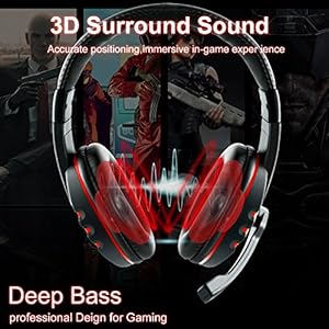 Diswoe Stereo Gaming Headset with Microphone,3.5mm Wired Over-Head Headset Noise Canceling Over Ear Headphones with Microphone,Volume Control,Soft Memory Earmuffs for Xbox one PS4 Laptop Smartphone Ma by Diswoe