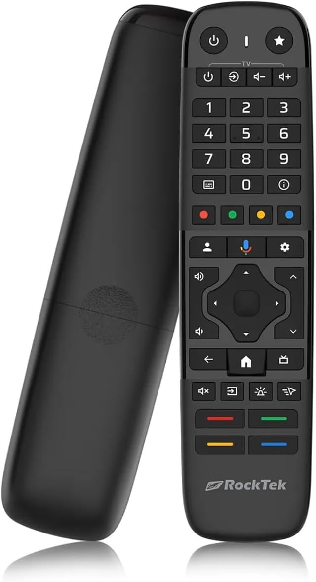 RockTek RC45 Bluetooth Voice Remote – Compatible with Google TV & Android TV, Air Mouse, IR Learning, Backlit Keys