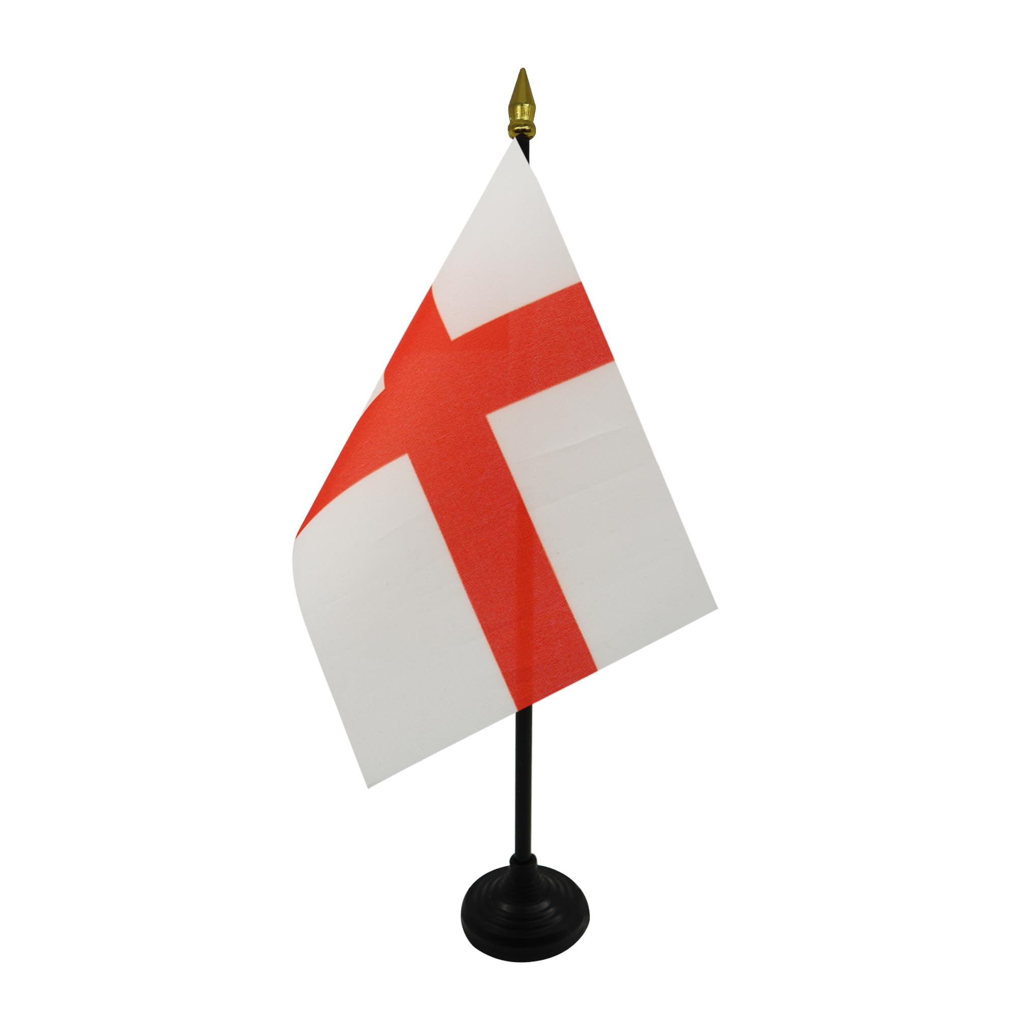 AZ FLAG - England Table Flag 4'' x 6'' - English Mini Desk Flag 100% Polyester 15 x 10 cm - Office Mini Banner with 10'' Pole - Golden Spear