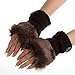 TAORE Women Warm Winter Faux Rabbit Fur Mittens Wrist Fingerless Gloves (Coffee)