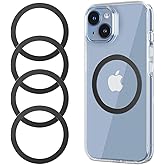 for MagSafe Sticker,4 PCS,Ultra-Thin(0.4mm) Metal Ring for Kindle/Pop Socket Magnetic Wallet Grip Wireless Charger Case Car Mount,Compatible with iPhone 17/Air/16/15/14,Galaxy S24/S23 (Black 4 PCS)