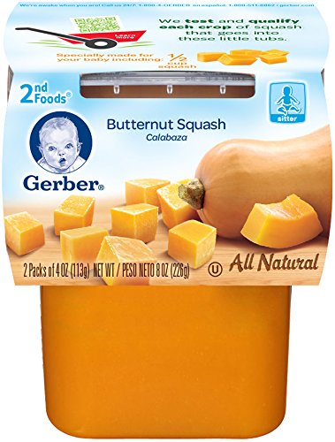 Gerber 2nd Foods Butternut Squash, 4 Ounce Tubs, 2 Count (Pack of 8)