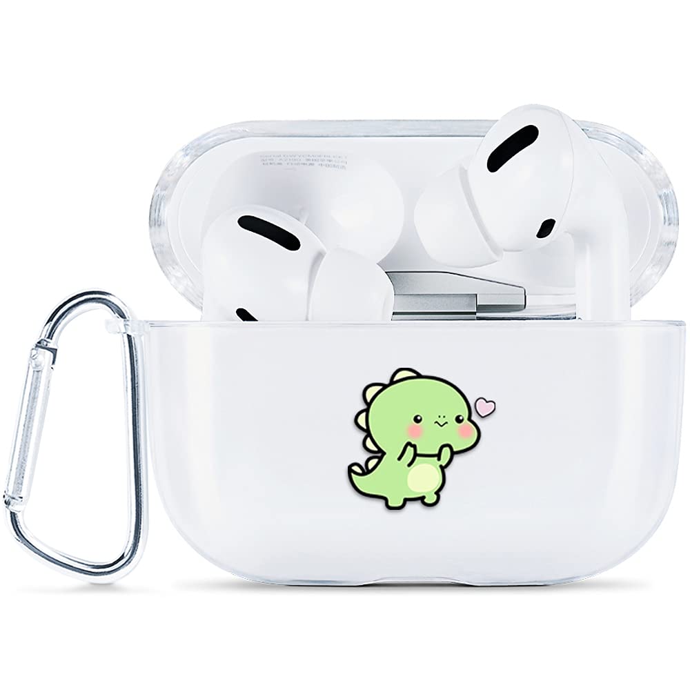 AKABEILA Case Compatible with Apple AirPods Pro Case with Carabiner Transparent Silicone Cute Design AirPod Pro 2019 Case Cover Front LED Visible Wireless Charging Case
