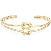 MANZHEN Simple Knot Love Knot Bangle Adjustable Open Cuffs Bracelet for Women Tie the Knot Bangle