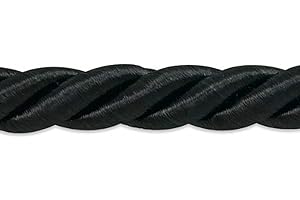 EXPO INTERNATIONAL Trims by The Yard Savannah 3/8" Twisted Cord Trim, Versatile Trim for DIY Crafts, Picture Frames, Home Decor, and Fashion Items, 20-Yard Cut, Black