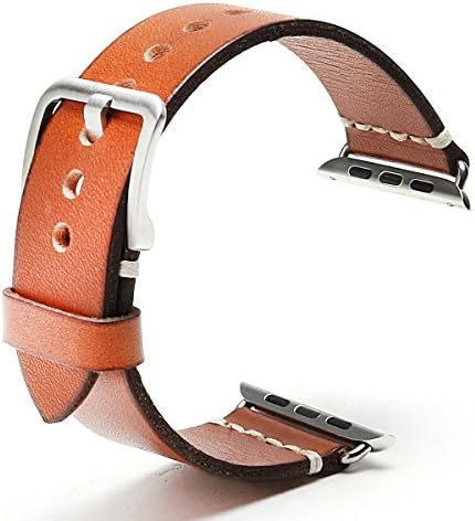 Apple watch band, Iwatch Vintage Genuine Leather Strap Replacement Band With Secure stainless Metal Clasp Buckle For All Apple watch Series 1 Series 2 sport Edition (42MM Brown)