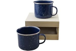 DEPENDABLE INDUSTRIES INC. ESSENTIALS 16oz Enamel Mugs 2-Pack - Versatile for Camping, Beach, Travel, Home, and Outdoor Use: Ideal for Hot/Cold Beverages, Soup, and More by Dependable Industries (Blue)