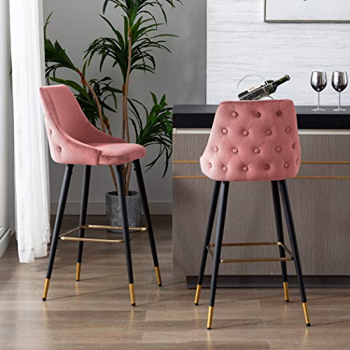 DUHOME Velvet Button Tufted Barstools Set of 2, 30