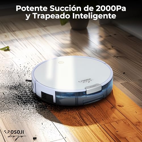 OSOJI Robot Aspiradora y Trapeador 3 en 1 - Aspirador Robótico - Dojo Duo 990 - Conexión WiFi, Filtro HEPA, Poderoso Sistema de Succión, Ultrasilenciosa