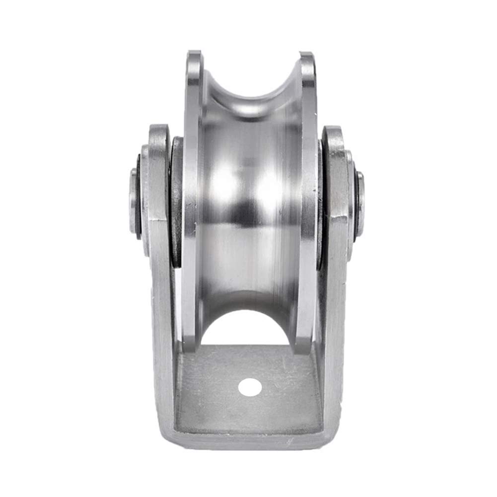 Photo 1 of 3in U Groove Wheel Stainless Steel Groove Wheel Heavy Duty Track Wheel Rigid Caster Sliding Gate Roller Wheel Double Bearing for Swing Sliding Gate