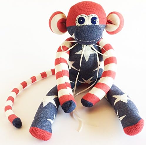 Vintage American Flag Sock Monkey - American Flag Sock Monkey - Sock Monkey - Red, White, and Blue Sock Monkey - Patriotic Sock Monkey - USA