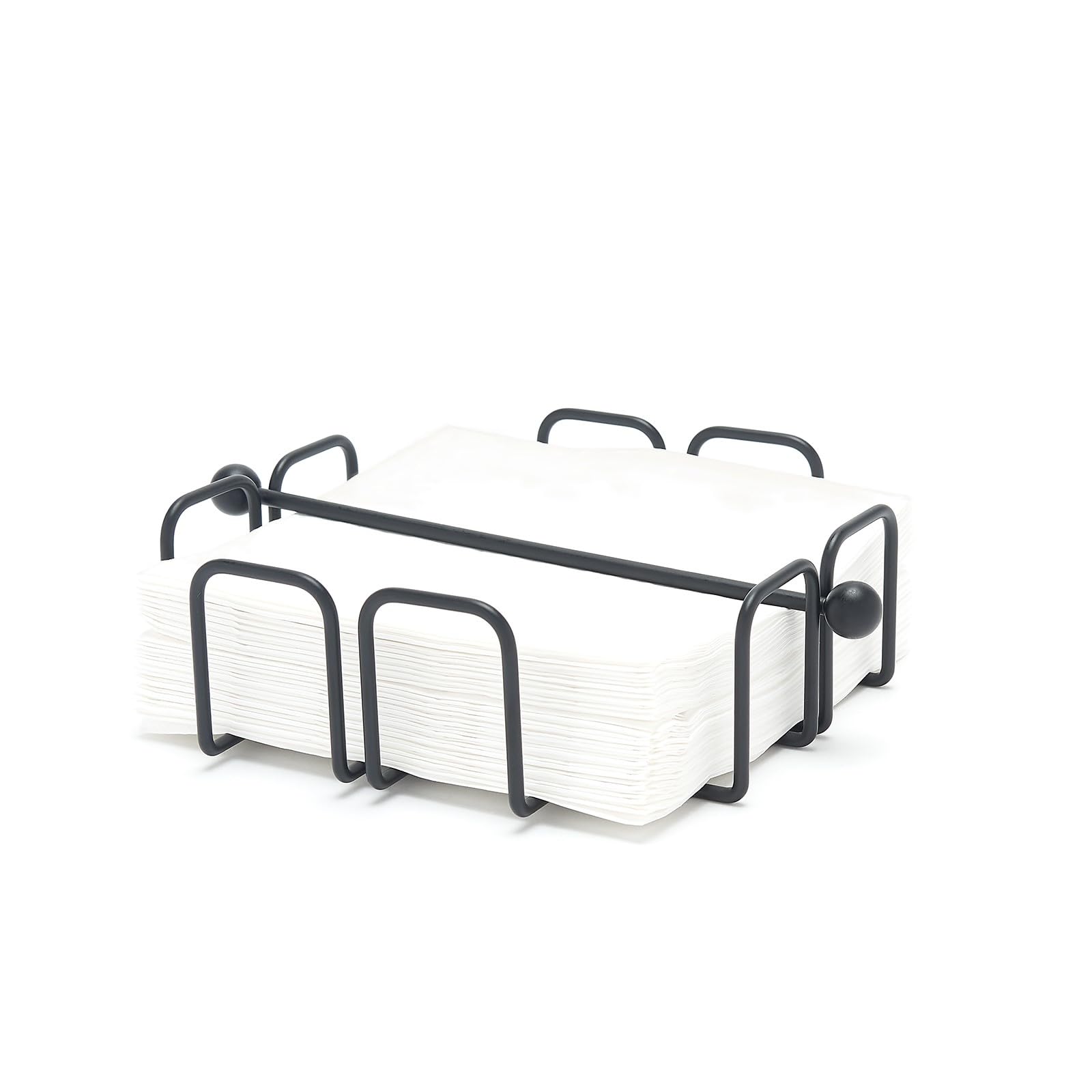 simplywire – Napkin/Serviette Holder with Weighted Bar – Black Powder Coated Steel - Contemporary