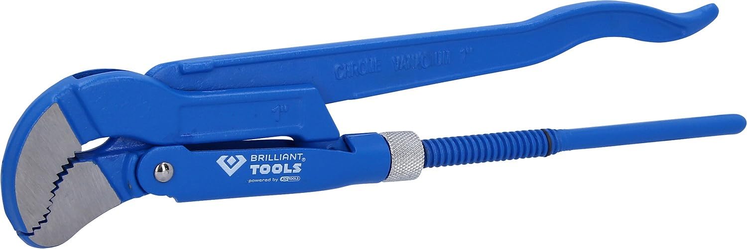 BRILLIANT TOOLS BT067110 Corner Pipe Wrench 1 Inch 45° Angled [Powered by KS Tools]