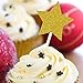 36 Pieces Cake Toppers Cupcake Gold Star Topper Star Cake Decor for Birthday Wedding Ceremony