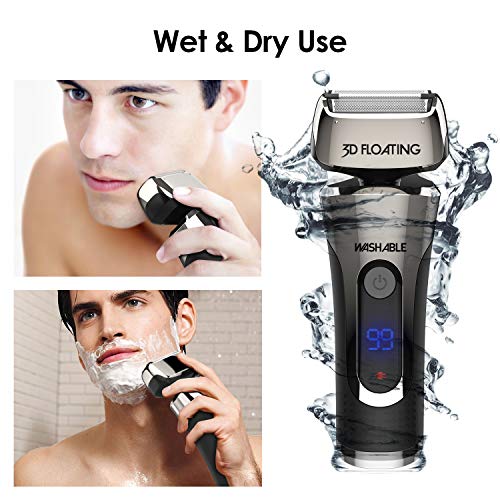 GOOLEEN Electric Razor for Men Cordless Foil Shaver Wet and Dry Electric Shaver for shaving Beard Trimmer with Waterproof 3D Flexible Head USB Rechargeable LED Display