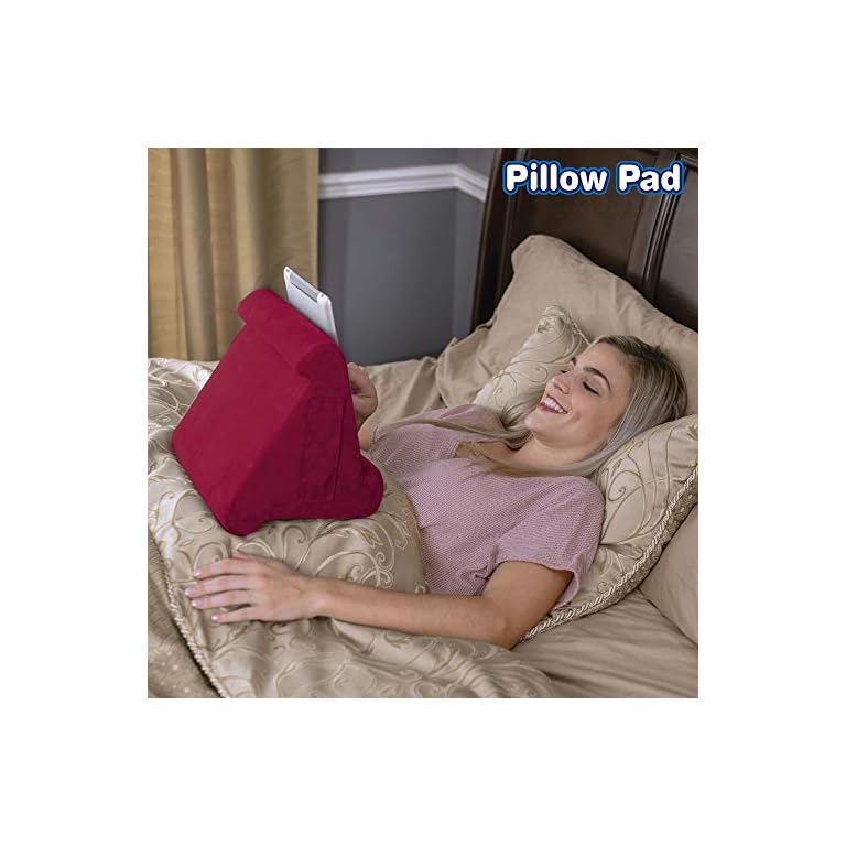 Ontel Pillow Pad MultiAngle Soft Tablet Stand, Burgundy Burgundy Colors