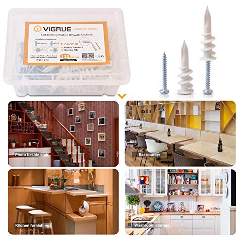 VIGRUE Self Drilling Drywall Anchors Plastic Hollow Wall Anchors with