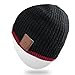 Bluetooth Beanie Hat,Adult Unisex Trendy Soft Warm Skully Hat Cap with Wireless Headphone Headset Speaker Mic Hands-Free, for Winter Outdoor Sports Skiing Snowboard Hiking - Black