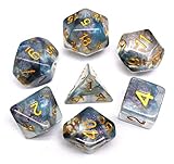 HD Dice DND Polyhedral Dice RPG Dice for Dungeons and Dragons,Pathfinder,MTG,D&D,Role Playing Games Black Blue Transparent Dice with Color Changing Glitter