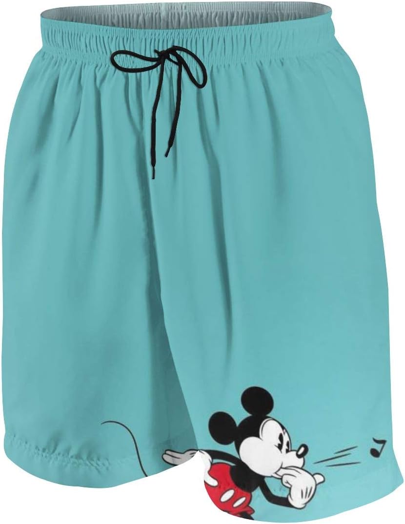 Swim Trunks Cute Mickey Mouse Quick Dry Beach Board Shorts Bathing Suit with Side Pockets for Teen Boys