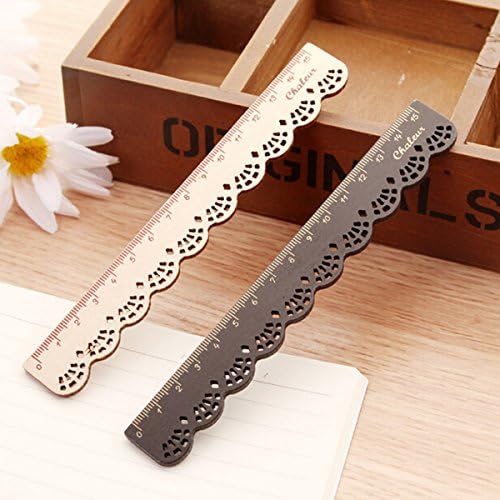 Lace Wooden Vintage Cute Stationery School Office Sewing Ruler (Random: Color)
