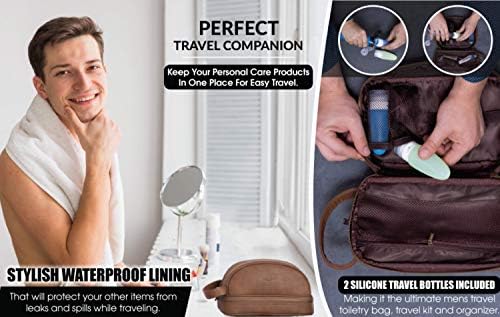 Leather Toiletry Bag For Men. Our Dopp Kit Comes With 2 Silicone Travel Bottles And Is A Perfect Gift And Travel Accessory For Men 9 Leather Toiletry Bag For Men. Our Dopp Kit Comes With 2 Silicone Travel Bottles And Is A Perfect Gift And Travel Accessory For Men