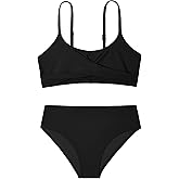 Zando Girls Swimsuit Two Piece - Adjustable Strap Bathing Suit Solid Color Bikini Sets for Teens Girl Beach Swimwear