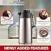 Pykal Thermal Coffee Carafe - with ThermaClick Lid, 68 oz Capacity, Lab Tested 8 Hour 150F Heat Retention, Surgical Rust Resistant Stainless Steel, Long Handle Brush Included Inside