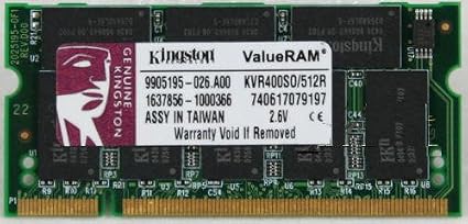 Kingston valueram 512mb ddr 4000ml 3 sodimm laptop ram (740617079197)