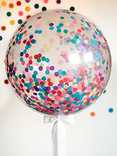36" Confetti Balloons Latex Balloon Paper Balloons Jumbo Transparent Crepe Paper Filled with Multi-color Confetti for any Party or Event (5 pieces)