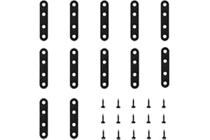 QHAJRYYC 12 Pcs Black Straight Brace, Flat Straight Bracket with Screws, 2.99 x 0.63 Inch Repair Bracket, for Tables, Cabinets, Bookshelves