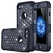 iPhone 7 Case, LONTECT Hybrid Heavy Duty Shockproof Diamond Studded Bling Rhinestone Case with Dual Layer [Hard PC+ Soft Silicone] Impact Protection for Apple iPhone 7 - Black