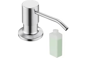 ALWANTA Built in Soap Dispenser for Kitchen Sink, Brushed Nickel Stainless Steel Countertop Pump Head (Plastic Built-in), Dish Soap Hand Lotion Dispenser with Refillable 17OZ Bottle (Brushed Nickel)