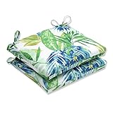 Pillow Perfect Outdoor/Indoor Soleil Squared Corners Seat Cushion (Set of 2), Blue/Green