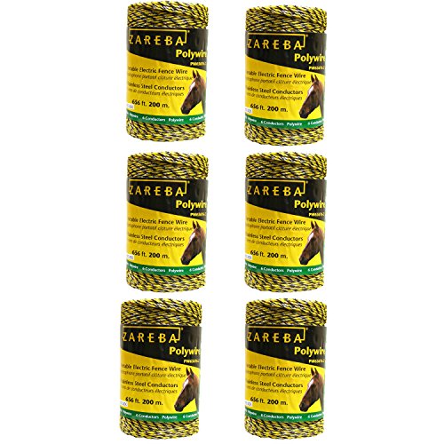 Zareba Systems PW656Y6-Z Polywire 200m 6-Conductor Portable Electric-Fence Rope (6 pack)