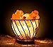 HemingWeigh Hand Carved Natural Himalayan Salt Rocks in Metal Basket on Wooden Base with Electric Wire & Bulb UL/CE Certified