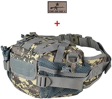 Fanny Pack,Klau Outdoor Sport Portable Waterproof Tactical Military Waist Bag Molle Pouches Shoulder bag Cell Phone Case with Patch for Hunting Hiking Running