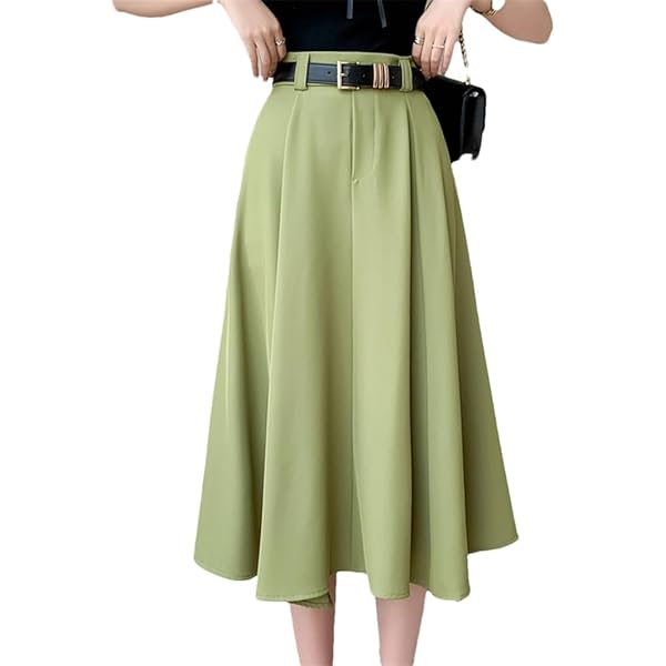Amazon.com: Office Lady All-Match Waist A-Line Skirts Loose