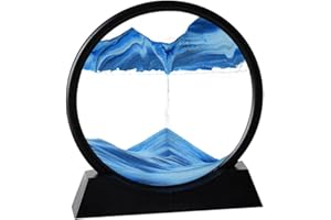 Arthink Moving Sand Art Picture,Liquid Motion 3D Sea Sandscape in Motion Display, Flowing Sand Frame Desktop Art Bookshelves Home Office Decoration (12 inch, Blue)